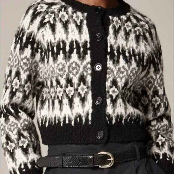 NWT J. Crew Cropped Fair Isle cardigan Med - Picture 2 of 10